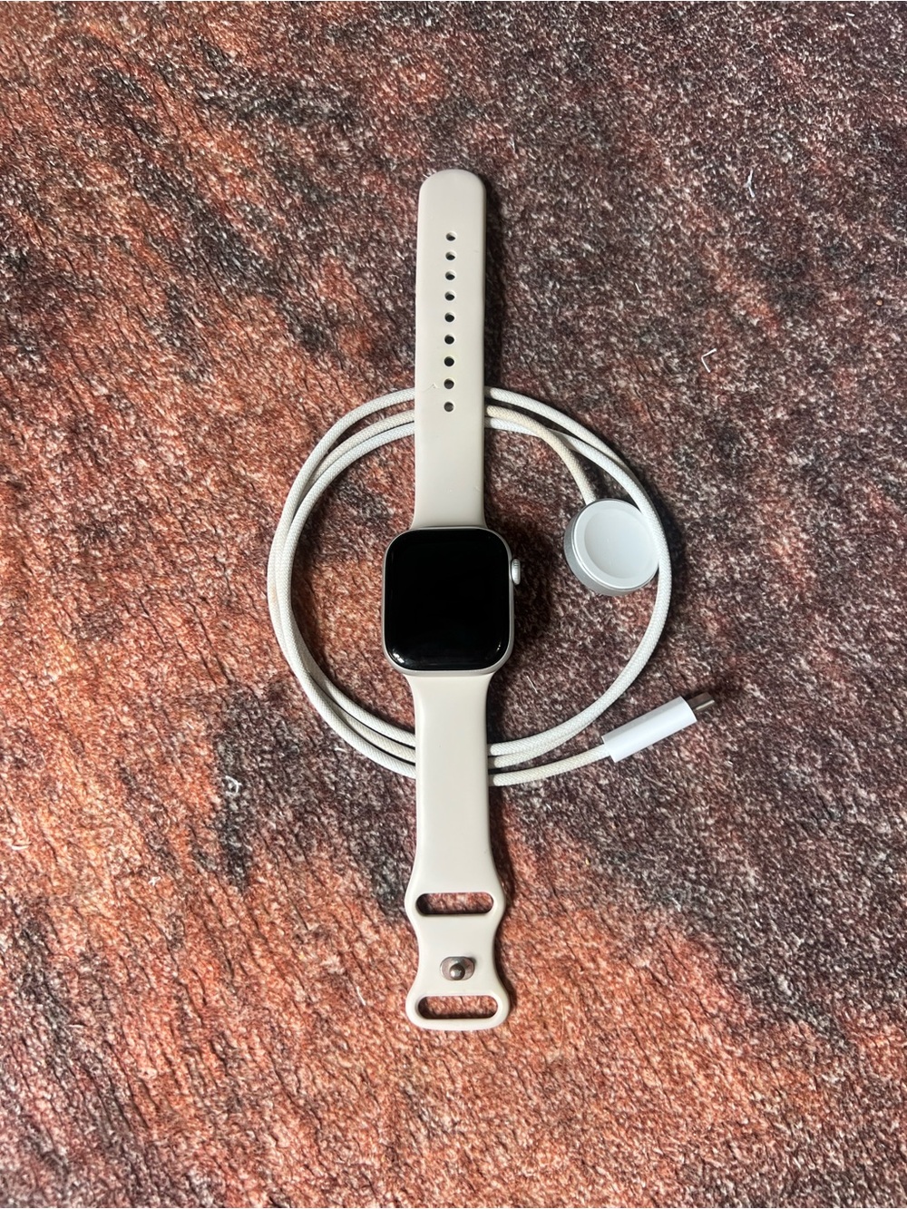 Apple Beige Silicone Smartwatch with Magnetic Charger